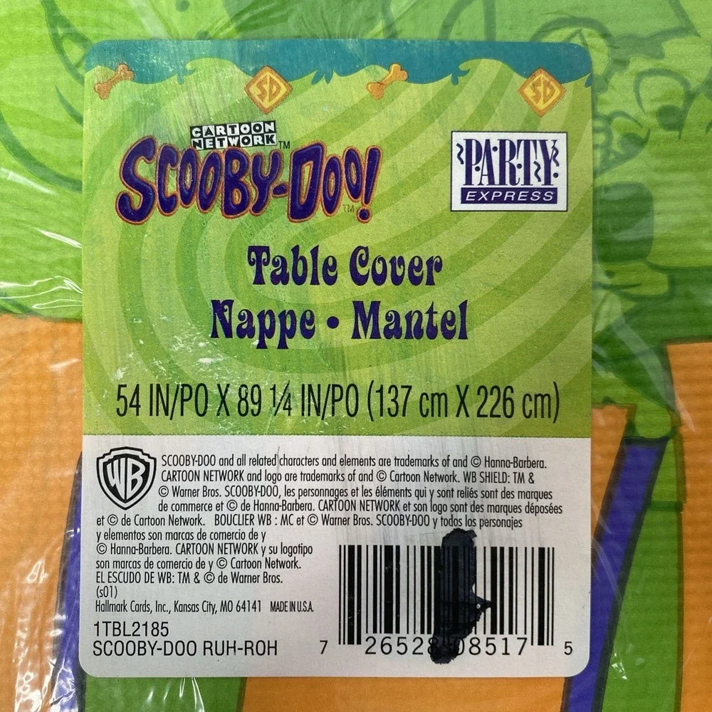 VTG Scooby-Doo! Birthday Party Table Cover 54x89 Hallmark & Cartoon Network